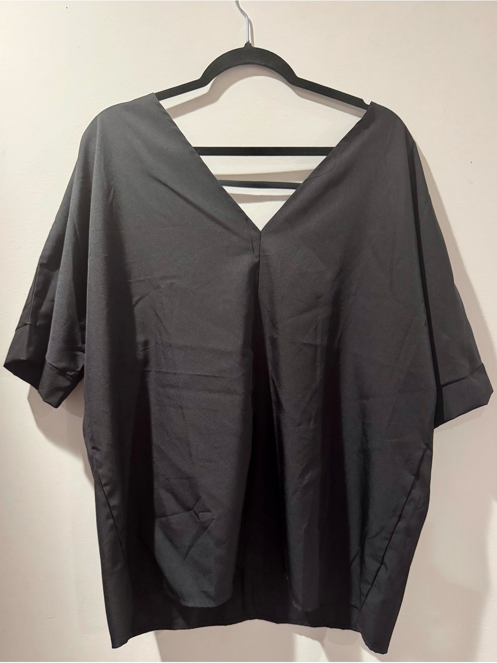 Black V-Back Tunic Top with Open V Back